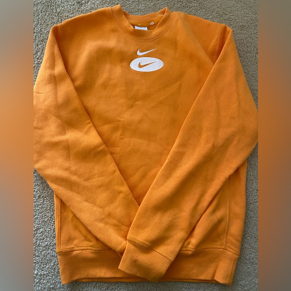 Nike Men's Bright Orange\Yellow Crewneck Sweatshirt Logo on both sides  SZXS new